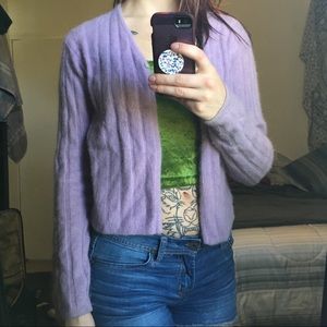 Q&A Lavender Angora Cardigan